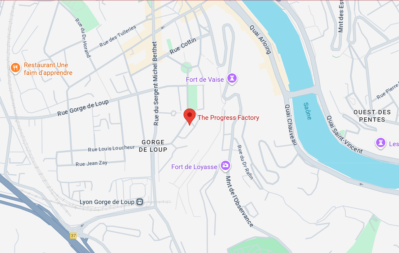 Carte google map et localisation de The Progress Factory